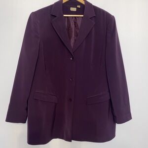 Vintage 1990s Caslon Plum Blazer Women's Plus Size 20W Fully Lined